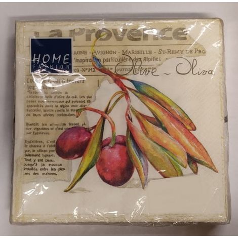 HOME FASHION - CONFEZIONE DI TOVAGLIOLIPER DECOUPAGE DA 20PZ 33X33CM - FANTASIA OLIVE