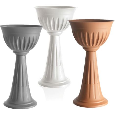 Vaso Pvc Con Piede Cm 43 X H.74,5 Lt.20 - Grigio (1/4)