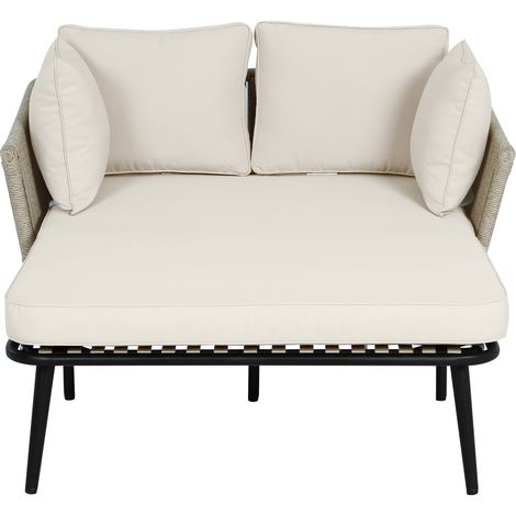 Divano da giardino con 2 cuscini e 2 imbottiture, beige, MODENUIT (1/5)