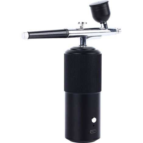 Kit aérographe sans fil avec compresseur rechargeable 23 à 26 PSI, 3 niveaux de pression réglables, pour peinture de maquettes et nail art, noir. (1/5)
