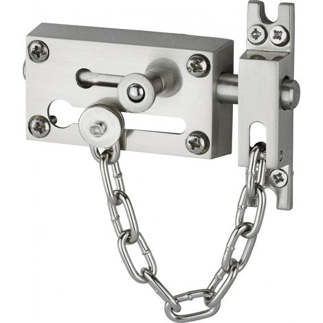 Verrou entrebâilleur à chaînette pour porte d'entrée, nickelé - SP
