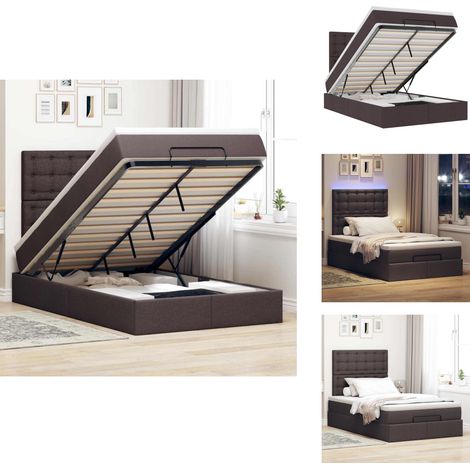Cadre de lit ottoman avec matelas marron foncé 120x190 cm tissu - Cadre De Lit Ottoman - Cadres De Lit Ottomans - Cadre De Lit - Cadre De Lit Avec Rangement (1/5)