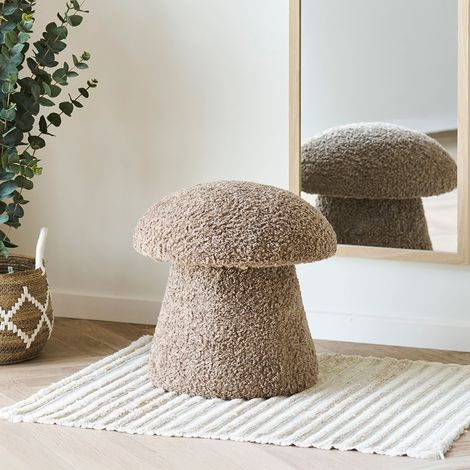 Gida pouf Ø45 cm imitation fourrure brun. (1/3)