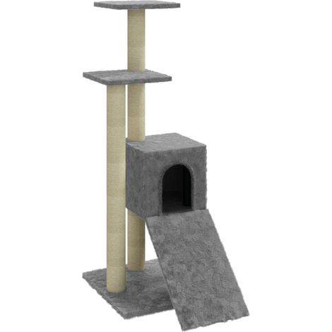 Tiragraffi per gatti Mobili per arrampicata su torre Tiragraffi piattaforma da arrampicata con tiragraffi in sisal leggero 92 cm grigio 020022627