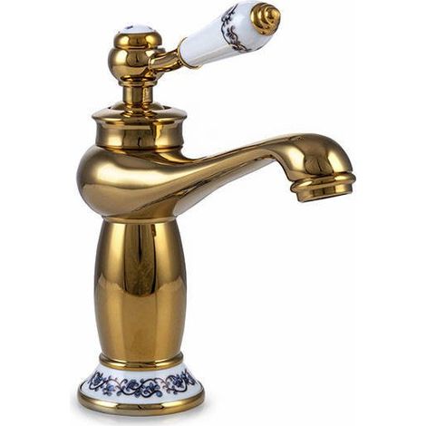 Mitigeur lavabo rétro Silla, robinet salle de bain en laiton, économie d’eau, design élégant, Doré (1/5)