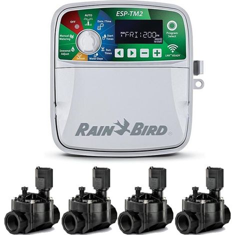 Automatischer elektrischer Bewässerungsprogrammierer ESP-TM2 4 Zonen Indoor Rain Bird + 4 Elektroventile 100HV 24V 1 (1/5)