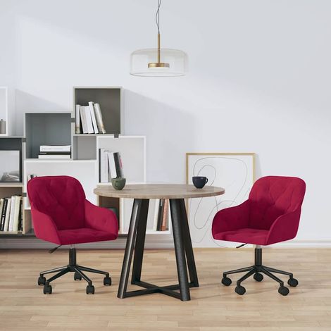 Chaises pivotantes à manger lot de 2 Rouge bordeaux Velours (1/5)