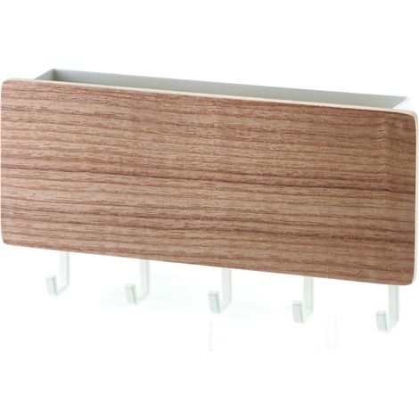 Porte-clés sans perçage - fer et bois couleur bois (1/5)