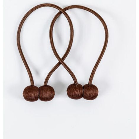 Set of 2 Magnetic Curtain Tiebacks - Deep Coffee Braided Curtain Ropes with Strong Magnet for Bedroom Living Room Office (1/5)