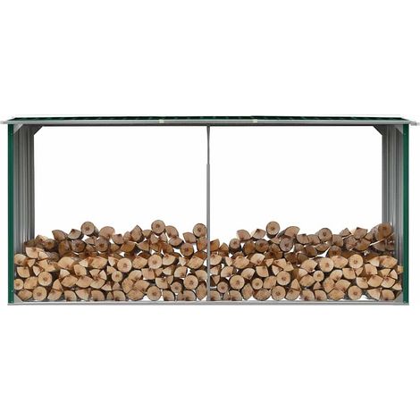 Brennholzlager Verzinkter Stahl 330 x 92 x 153 cm Grün