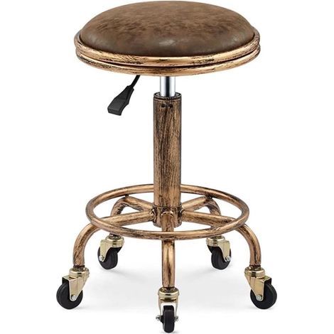 Vintage Bar Stool, Rolling Stool, 360° Swivel Bar Stool, Height Adjustable Bar Stool 50-64cm, Hairdressing Stool Workshop Stool Bar Table Stool (1/5)