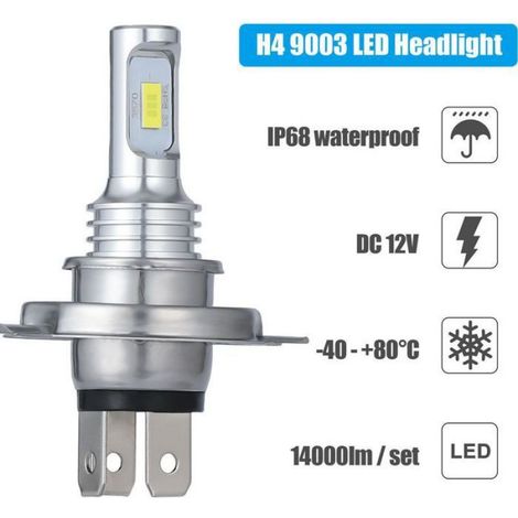 Ampoule Led H7 - 6000K - 55W - 8000 Lm - Pour Phares Antibrouillard Et Feux Avant - Lot De 4 (1/4)