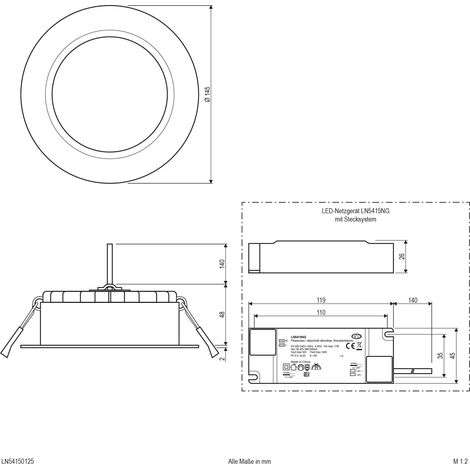 EVN LED-Downlight LN54150125 IP54 dimmbar