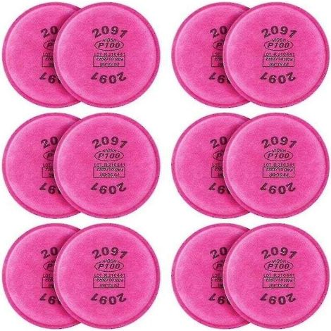 Lot de 12 filtres à particules de rechange 2091 P100 pour modèles 6000, 6200, 6800 et 7000 Ff-4 (1/4)