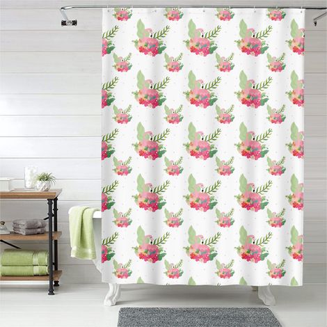 Rideau de douche flamant rose design moderne, polyester imperméable, 90x180 cm (1/5)