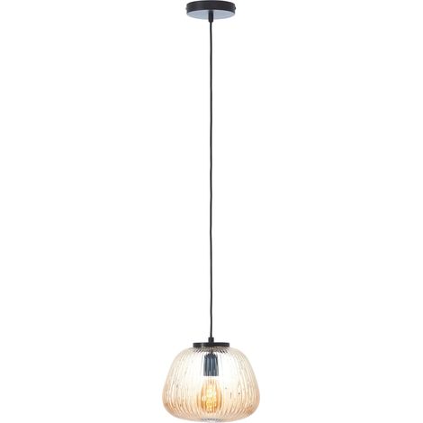 Brilliant Lampe Kaizen Pendelleuchte 25cm amber-bernstein/schwarz matt Metall/Kunststoff braun 1x A60, E27, 40 W