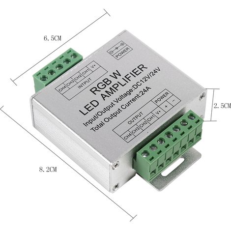 DC12-24V 24A RGBW-Signalverstärker mit 4-Kanal-Ausgangsschaltung, Aluminiumgehäuse, LED-Streifen-Controller (1/5)