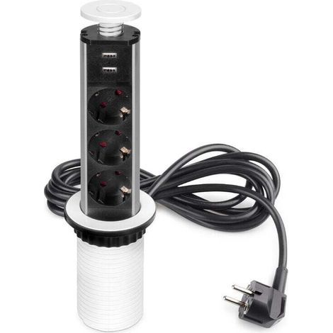 Multiconnecteur élevable Vertikal, EU, Peint en blanc, Plastique et Aluminium. (1/4)