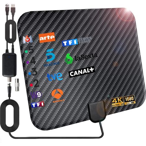 36DBI Antenne TV Intérieur Puissante, 200 km autonomie Antenne TNT Intérieure avec Signal Amplificateur Booster pour TNC/VHF/UHF/M/FME, Soutenir TV HD (1/5)