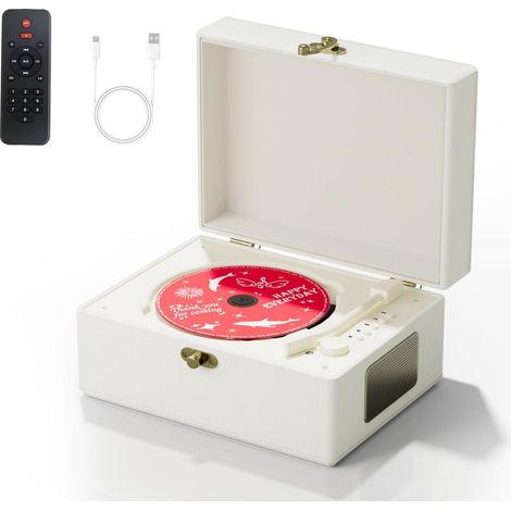 Rechargeable Leather CD Player with Speakers, Bluetooth Transmitter, Festival Gift, BGM Player for Home Decoration (1/5)