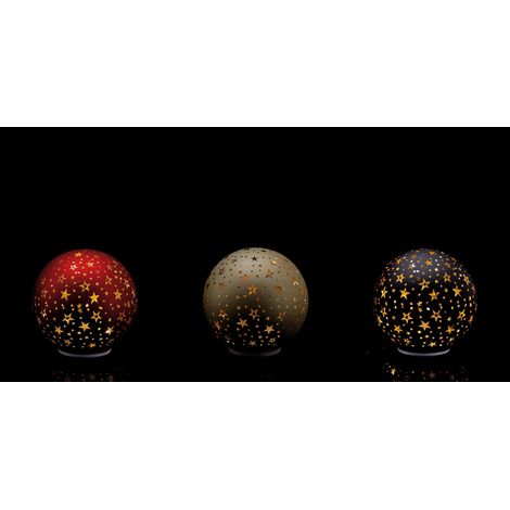Regalo Italiano Sfera di Natale con Base Vetro Ass. D 18 Cm Rosso o Oro o Nero 1 Pz