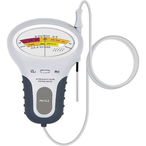 Testeur électronique de piscine 2-en-1 pour chlore et pH, mesure numérique de la qualité de l'eau pour piscine et spa, double échelle, blanc et gris (1/5)