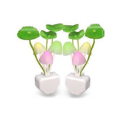[2er-Pack] UTLK LED-Pilz-Nachtlicht mit Dämmerungssensor, farbwechselndes LED-Nachtlicht für Bett und Wand.