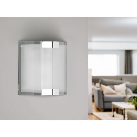 Flache Innen Wandleuchte DIVO mit Glas Lampenschirm Weiß, Höhe 20cm (1/5)