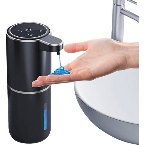 Dispenser automatico di sapone, dispenser di sapone in gel, 380 ml, velocità regolabile, non richiede foratura, impermeabile, ricaricabile tramite USB, per la cucina. (1/5)