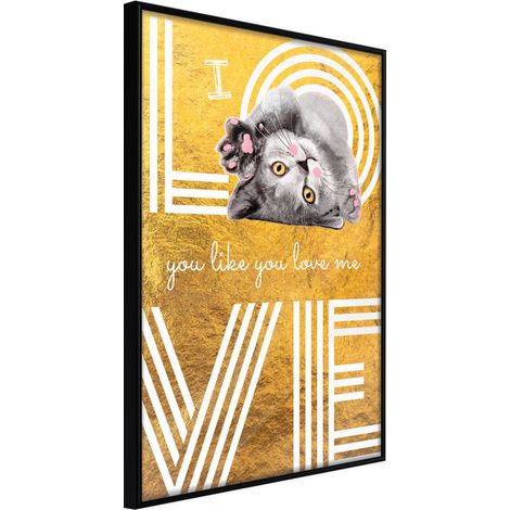 Affiche Murale Encadrée "Cat Love" 30 x 42 cm Noir