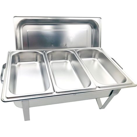 Chafing Dish - Herzberg - HG-8022-3 - Inox - 3 Bacs 1/3 - 9L - Pliable & Professionnel (1/4)