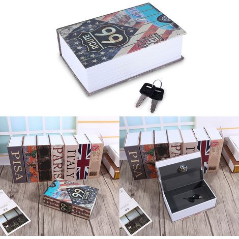 Caja fuerte con forma de diccionario – Caja fuerte portátil secreta fabricada en ABS y aleación de aluminio – Dimensiones: 18 x 11,5 x 5,5 cm – 2 llaves (1/4)