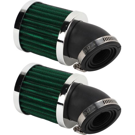 2 Filtres à air moto, puissance renforcée, filtration performante, universels pour 22 à 48mm, 50cc 70cc 90cc 125cc, motocyclette, argent vert (1/5)
