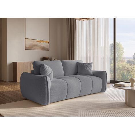 Canape 3 places en tissu bouclette gris ezra (1/5)
