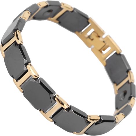 Bracelet de magnétothérapie pour soulager les douleurs arthritiques et la fatigue. Bracelet magnétique puissant noir et or. (1/5)
