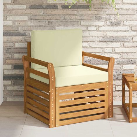 Outdoor-Sofagarnitur Massives Akazienholz und Polyester Natur (1/5)