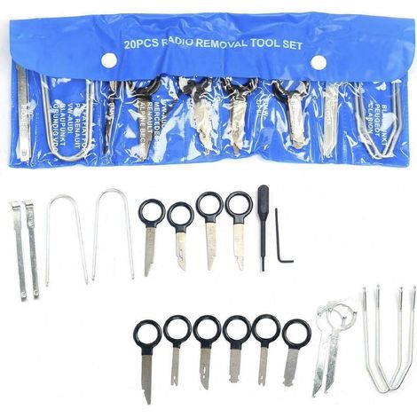 Lntyq 20 pièces Outils de démontage d'autoradio Universel Kit démontage Autoradio pour Mercedes-Benz BMW VW Audi
