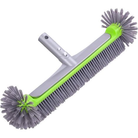 Longziming – Balai brosse piscine 17,5 pouces – Tête semi-sphérique avec poils en nylon – Poignée inclinée 45° – Système EZ-Clip pour installation rapide