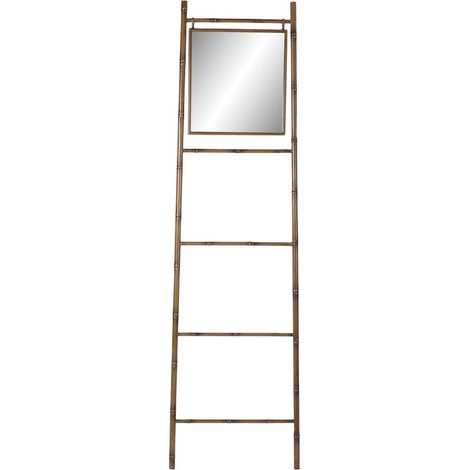 Porte-serviettes échelle élégant avec miroir intégré - Jaune moutarde (1/3)