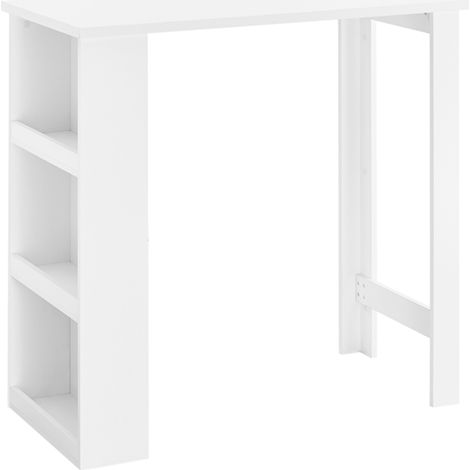 SoBuy Bar Table High Kitchen Table Standing Desk for Small Spaces, Bar for Kitchen, Living Room, Office or Coffee Bar White 112 x 57 x 106 cm FWT17-II-W