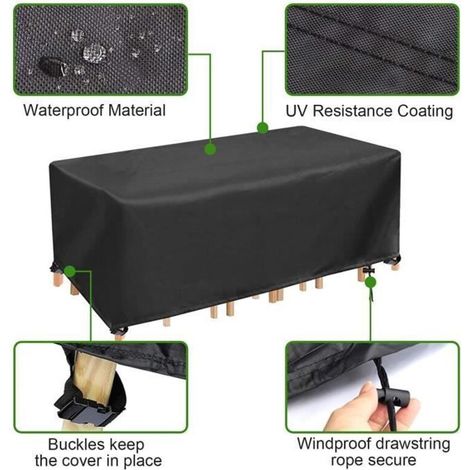 Housse de protection imperméable pour table de jardin rectangulaire, 180x120x74cm. (1/5)