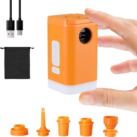 Pompe à Air Gonfleur Electrique Portable 6 Embouts 2400 mAh avec Lampe de Camping pour Bouée Matelas de Camping (1/5)