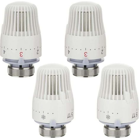 Thermostatic Radiator Head 1 to 5 Adjustment Functions Thermostatic Radiator Tap with Frost Protection for Office and Home, M30 x 1.5, White (1/4)