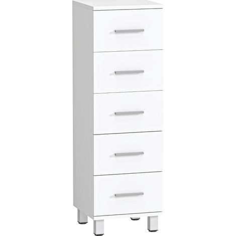 Mobile bagno stretto con 5 cassetti 30 x 30 x 95 cm bianco HOMVRA (1/5)