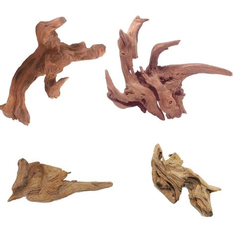 Bois Flotté Naturel pour Aquarium et Terrarium Décoration Racine de Bois pour Poisson Crevette Tortue Paysage Aquatique Lot de 4 (1/5)