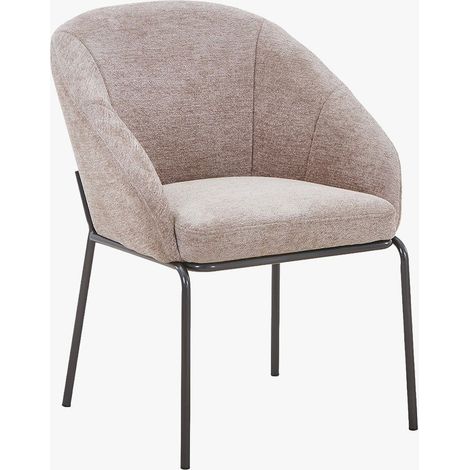 ESMA Chaise en tissu taupe pieds en métal noir (1/5)