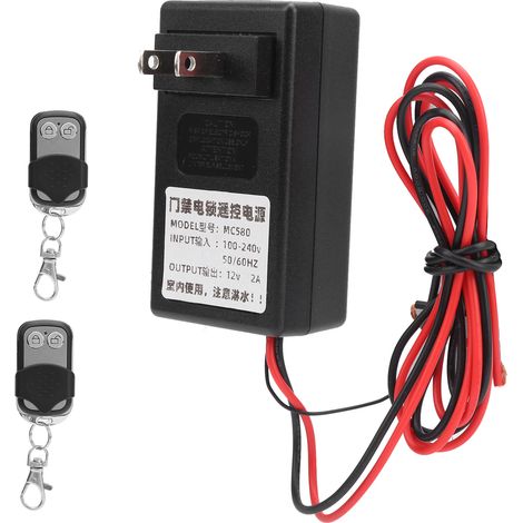 Alimentation 12V 2A avec télécommande sans fil, transformateur stabilisateur de tension pour serrure magnétique à prise électrique, fiche US 100-240V (1/5)