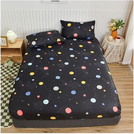 1 drap housse + 2 taies d'oreiller, literie imprimée, 90 x 200 cm, fibres chimiques haute qualité, style minimaliste contemporain (1/2)