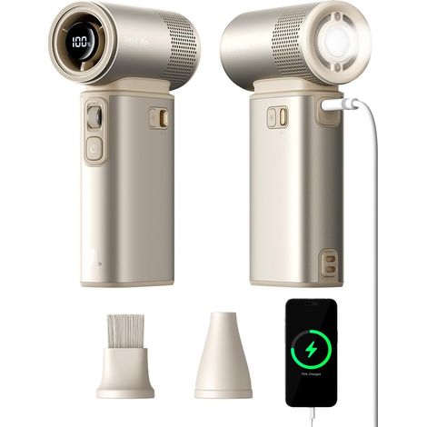 Ventilateur portable Ultra2 9000 mAh 25 heures 5 en 1 ventilateur turbo 100 vitesses rechargeable avec batterie externe 18 W lampe de poche coque en métal