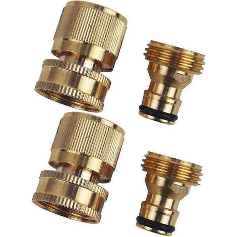 Raccord rapide fileté en laiton 3/4 pouce - Raccord d'eau de jardin européen pour tuyaux et systèmes d'irrigation (1/5)